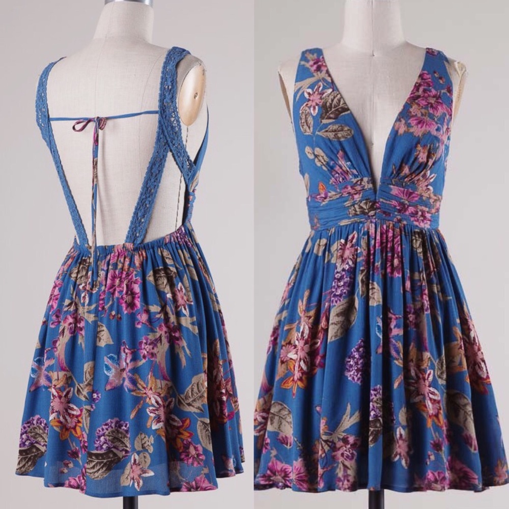 Gorgeous Floral Mini Dress Backless Boho 🌸